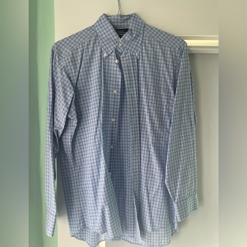 Faconnable Light Blue Checkered Button Down Shirt